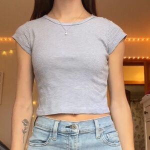 Brandy Melville Blue Striped Crop Top